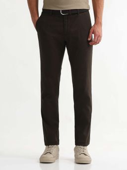 Arrow Sports - Mens Green Mid Waist Checks Casual Trouser