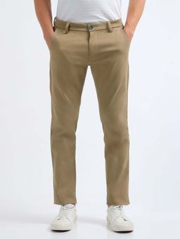Arrow Sports - Mens Brown Mid Waist Solid Casual Trouser