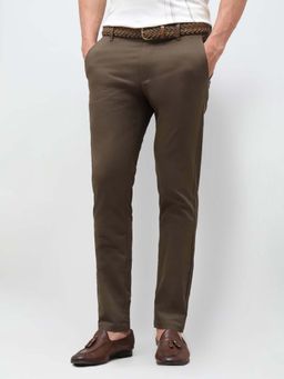 U.S. POLO ASSN. - Mens Brown Mid Waist Textured Casual Trouser