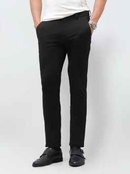 U.S. POLO ASSN. - Mens Black Mid Waist Solid Casual Trouser