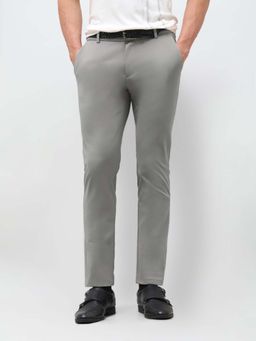 U.S. POLO ASSN. - Mens Grey Mid Waist Solid Casual Trouser
