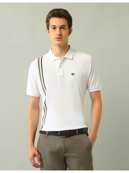 Arrow Sports - Stripes White Half Sleeves Collar Neck T-Shirt