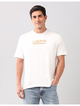 U.S. Polo Assn. Denim Co. - Graphic White Half Sleeves Round Neck T-Shirt