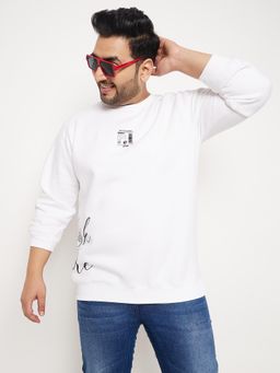Club York - White Round Neck Plus Size Sweatshirt