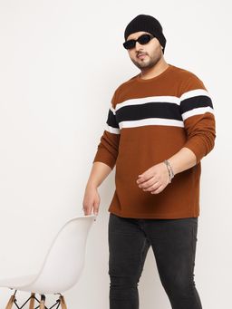 Club York - Brown Round Neck Plus Size Sweatshirt