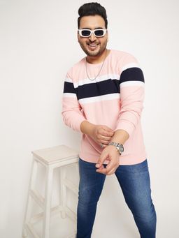 Club York - Light Pink Round Neck Plus Size Sweatshirt