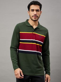 Club York - Bottle Green Striped Polo T-Shirt