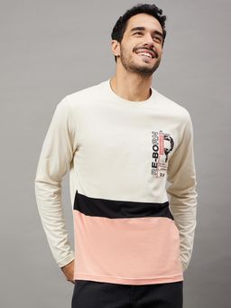 Club York - Off White Colorblocked Plus Size T-Shirt