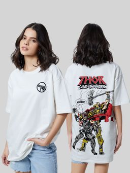The Souled Store - Thor Hammer White Boyfriend T-Shirt