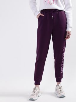 ELLE - Womens Deep Purple Solid Joggers