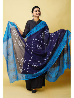 Unnati Silks - Blue Pure Bandhani Block Printed Kota Dupatta-UDS5865