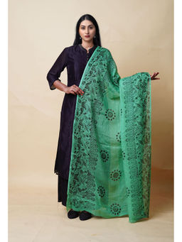 Unnati Silks - Green Pure Block Printed Kota Dupatta-UDS5873