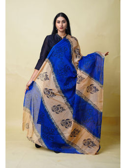 Unnati Silks - Dark Blue Pure Block Printed Kota Dupatta-UDS5876