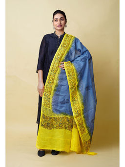 Unnati Silks - Grey Pure Block Printed Kota Dupatta-UDS5881