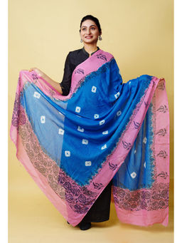 Unnati Silks - Blue Pure Bandhani Block Printed Kota Dupatta-UDS5886