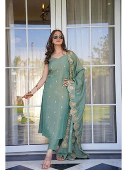 Ekta Textiles - Women Green Viscose Shoulder Straps Kurta with Pant and Dupatta
