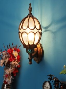 MFD HOME FURNISHING - Antique Gold Globe Wall Light Decorative Indoor & Outdoor Wall Lamp