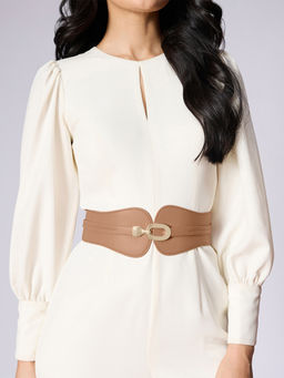 Twenty Dresses by Nykaa Fashion - Women's Blush Pink Clip On Buckle Broad Elasticated Waist Belt