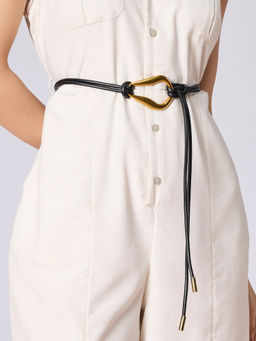 Twenty Dresses by Nykaa Fashion - Women's Black Abstract Buckle Slim Rope Style Belt