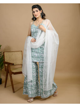 Bakhiya Jaipur - Jungle Cotton Printed Kurta with Pant and Dupatta