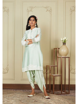 Sheetal Batra - Ayika - Frosty Green Short Kurta with Dhoti and Dupatta