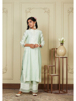 Sheetal Batra - Banafsha - Frosty Green Long Kurta and Palazzo
