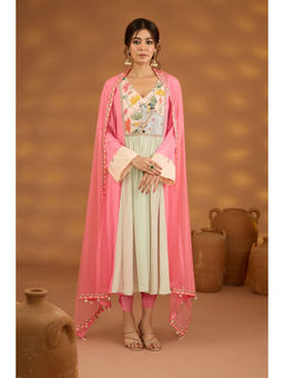 ISHA GUPTA TAYAL - Pink Kamdhenu Gulabi Anarkali and Pant with Dupatta