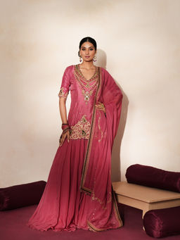 ISHA GUPTA TAYAL - Pink Sindoori Kurta and Sharara Set with Dupatta