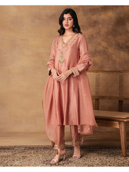 ISHA GUPTA TAYAL - Pink Shyaamras Silk Embroidered Kurta and Pant with Dupatta and Inner