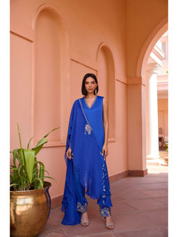 ISHA GUPTA TAYAL - Blue Hoor Kurta and Pant with Jacket