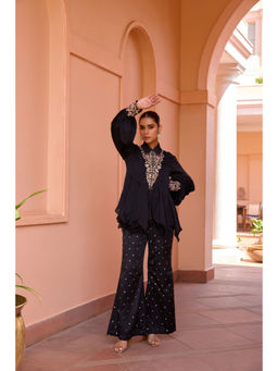 ISHA GUPTA TAYAL - Black Khwab Kurta and Pant