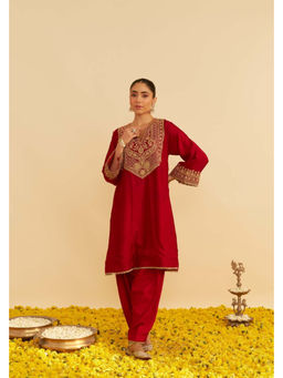 Sheetal Batra - Mehza - Deep Red Short Chauga Kurta and Salwar