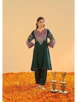 Sheetal Batra - Mohsina - Emerald Green Short Kalidaar Kurta with Salwar and Dupatta