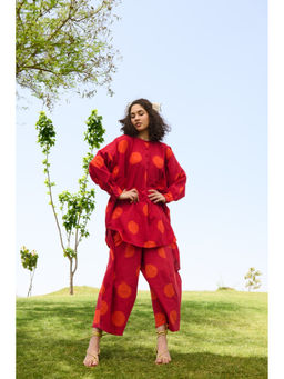 Raas Life - Red Salvia Polka Dots Kurta and Salwar