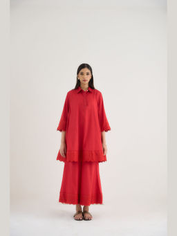 Raas Life - Red Redbell Lace Work Kurta and Pant