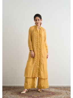 Raas Life - Yellow Heer Thread Work Kurta and Pant with Slip