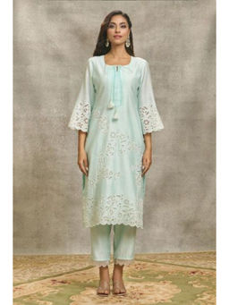 SURABHI ARYA - Blue Chanderi Embroidered Kurta With Pant Co-ords