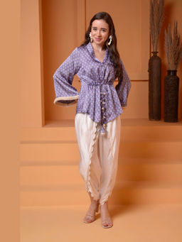 SURABHI ARYA - Purple Silk Paisley Kurta With Dhoti Co-ords