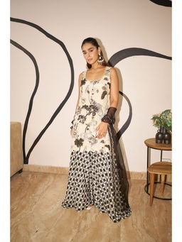 SURABHI ARYA - Multi-Color Silk Printed Kurta With Sharara and Dupatta