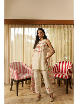 SURABHI ARYA - Ivory Silk Embroidered Kurta With Pant and Dupatta