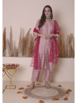 SURABHI ARYA - Pink Silk Embroidered Kurta With Pant and Dupatta
