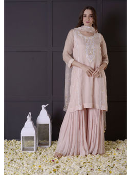 SURABHI ARYA - Pink Georgette Embroidered Kurta With Gharara and Dupatta