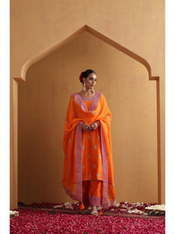 SUI KALA - Vedanshi Orange Embroidered Kurta Set with Dupatta