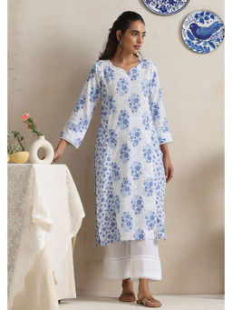 SUI KALA - Alison Blue Floral V Neck Kurta Set
