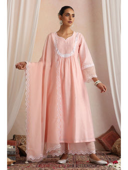 SUI KALA - Adah Peach Embroidered Kurta Set with Dupatta