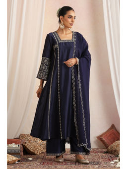 SUI KALA - Gulzar Navy Blue Embroidered Kurta Set with Dupatta