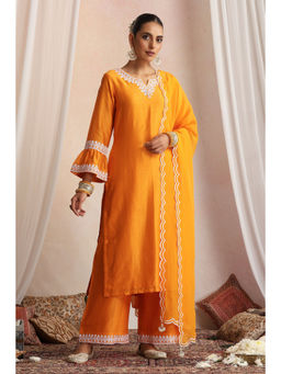 SUI KALA - Somia Orange Embroidered Kurta Set with Dupatta
