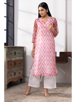 SUI KALA - Cassidy Red Organza Printed Kurta Set
