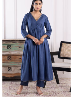 SUI KALA - Naomi Indigo Mulmul Anarkali Set