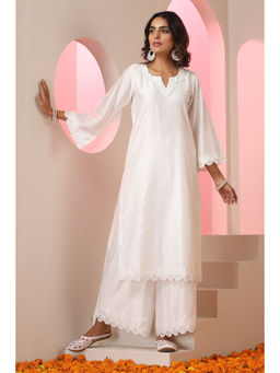 SUI KALA - Fiza White Plian Chanderi Kurta Set